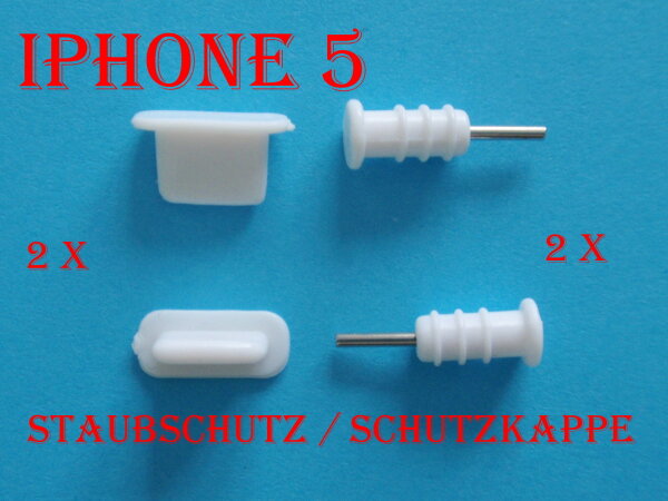 iPhone 5/6 Staubschutz Set Weiß 4-teilig Schutzkappe Staubverschluß Dust Stöpsel